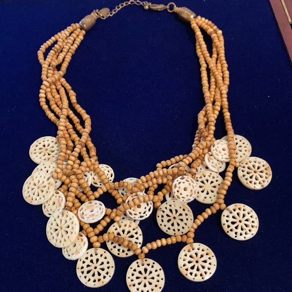 Vintage Laila Rowe Honeycomb Beaded Multi Stranded Necklace